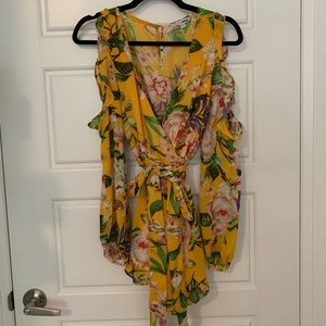 FashionNova floral cold shoulder romper